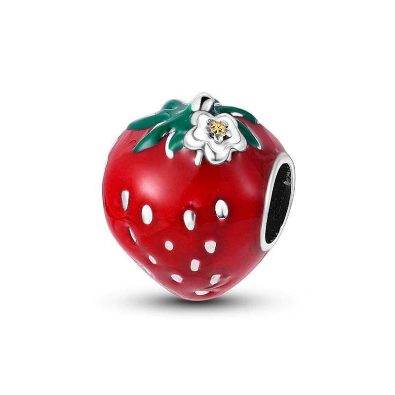 Strawberry Charm Avocado Beads For Original Brand 3Mm Copper Bracelet Women Diy Making Jewelry Gift