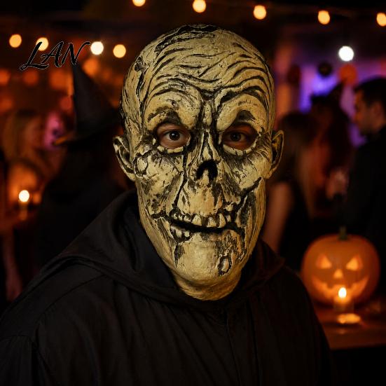 Maschera Costume di Halloween per Tutta la Testa Maschera Spaventosa, Cappuccio in Lattice Scheletro Marcio Realistico, Casco Teschio Durevole per Festa Horror Comodo per Segreto
