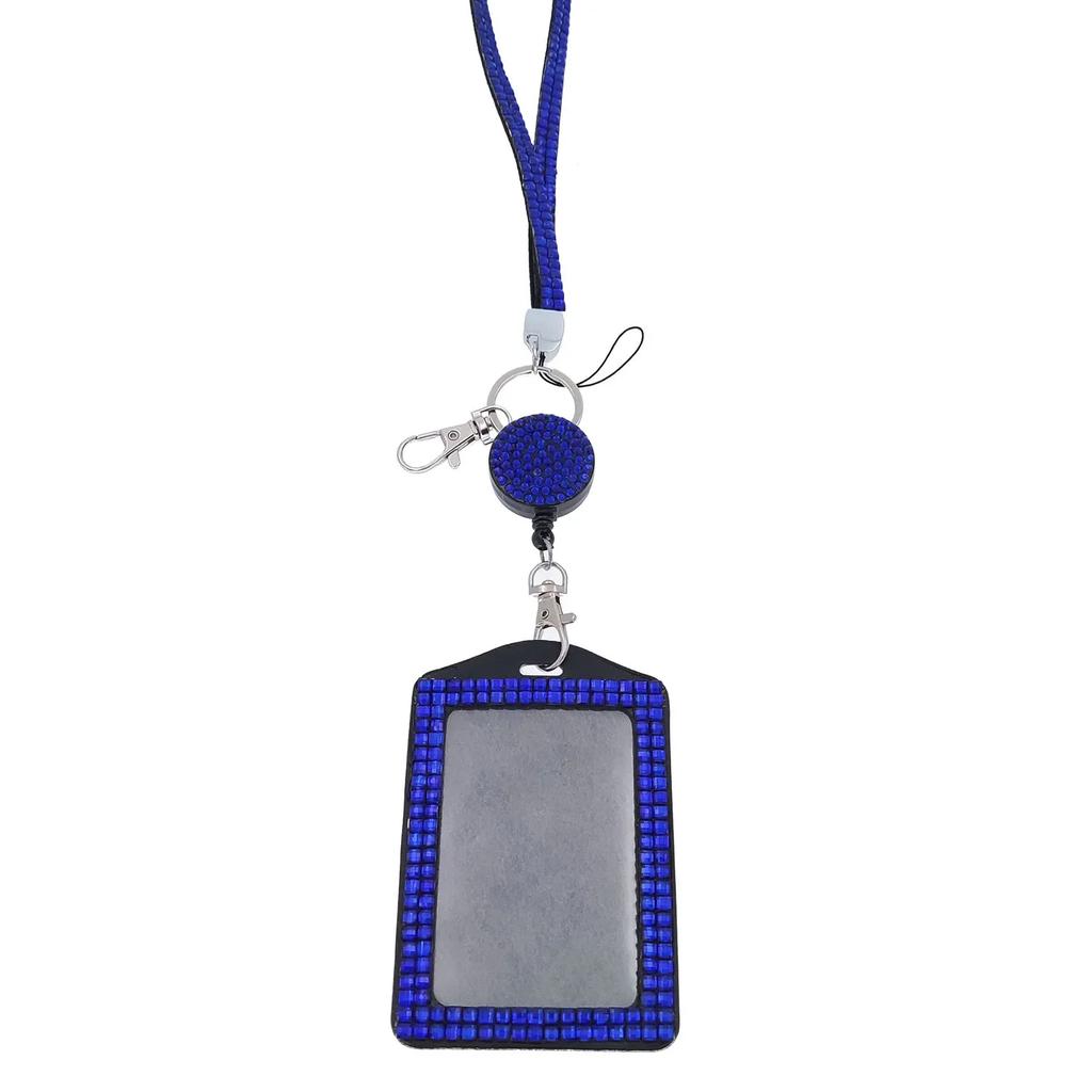 1 Stück modisches Kartenetui, Umhängeband für Damen, einziehbares Ausweishalter-Band, Halskette, Umhängeband für Mädchen, glänzend, leicht zu ziehende Schnalle, Kartenetui