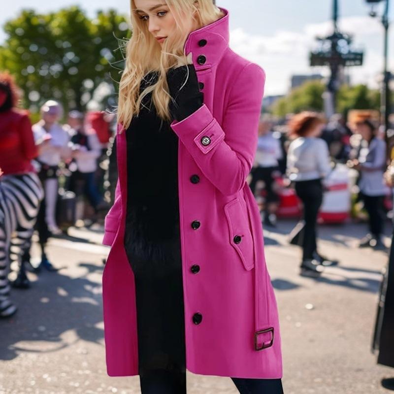 

Пальто женское шерстяное большого размера, однобортное, с пуговицами, шерстяное пальто на пуговицах 3XL розовый