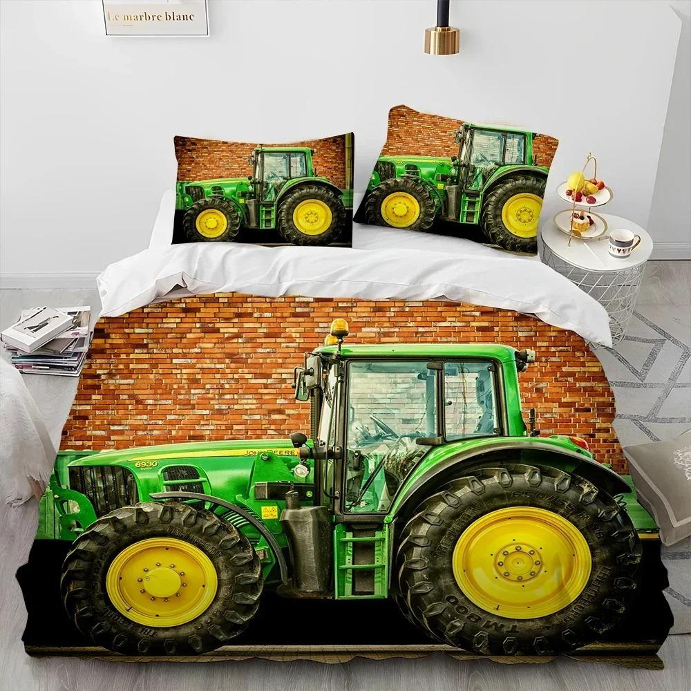 3D Auto Tractor Vrachtwagen Serie Beddengoed Set Slaapkamer Zacht Modern Dekbedovertrek Comfortabel Kinderen Jongeren Zacht Dekbedovertrek Comfortabele Dekbedovertrek En Kussensloop