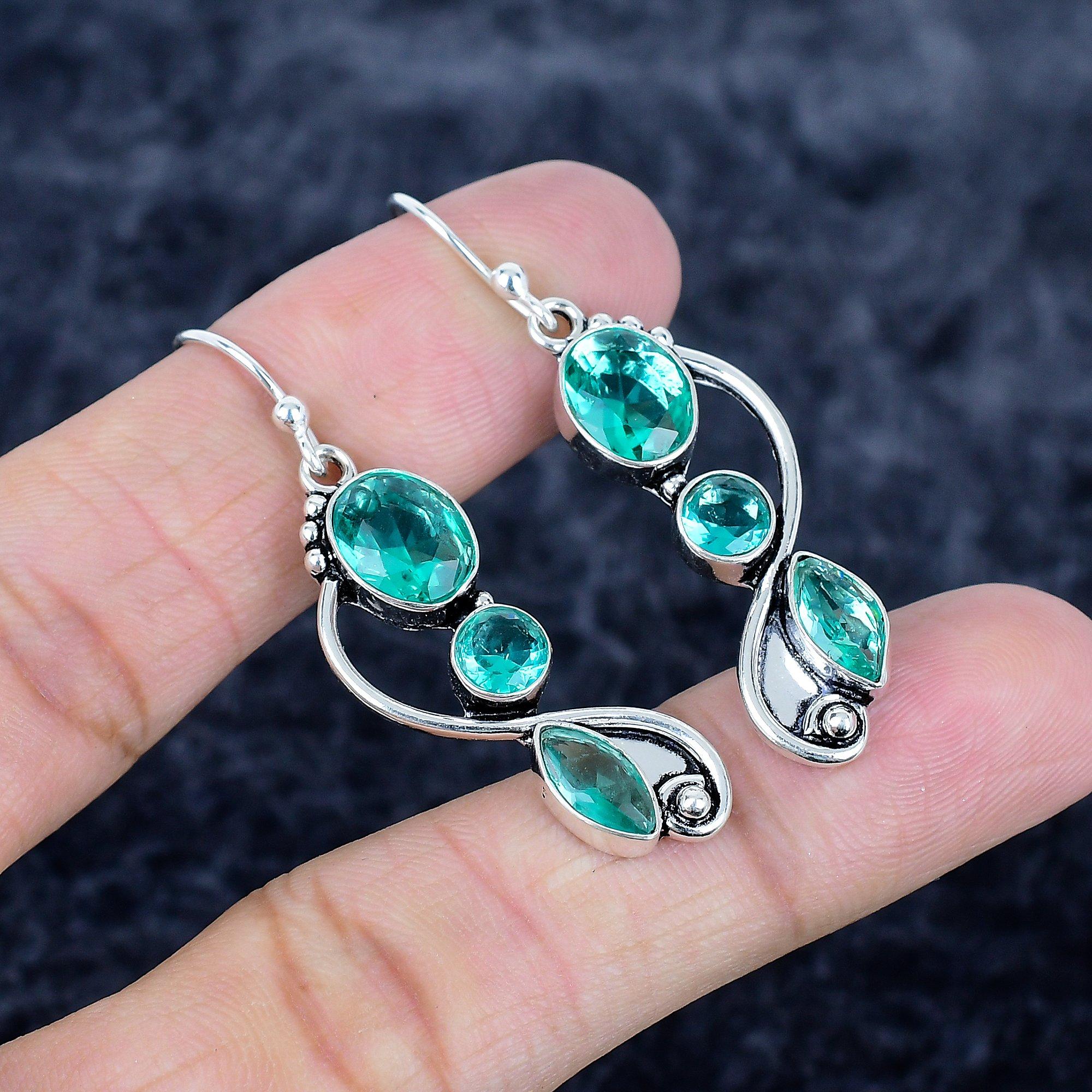 

Indicolite Tourmaline Gemstone 925 Sterling Silver Jewelry Earring 1.97 MM-3466