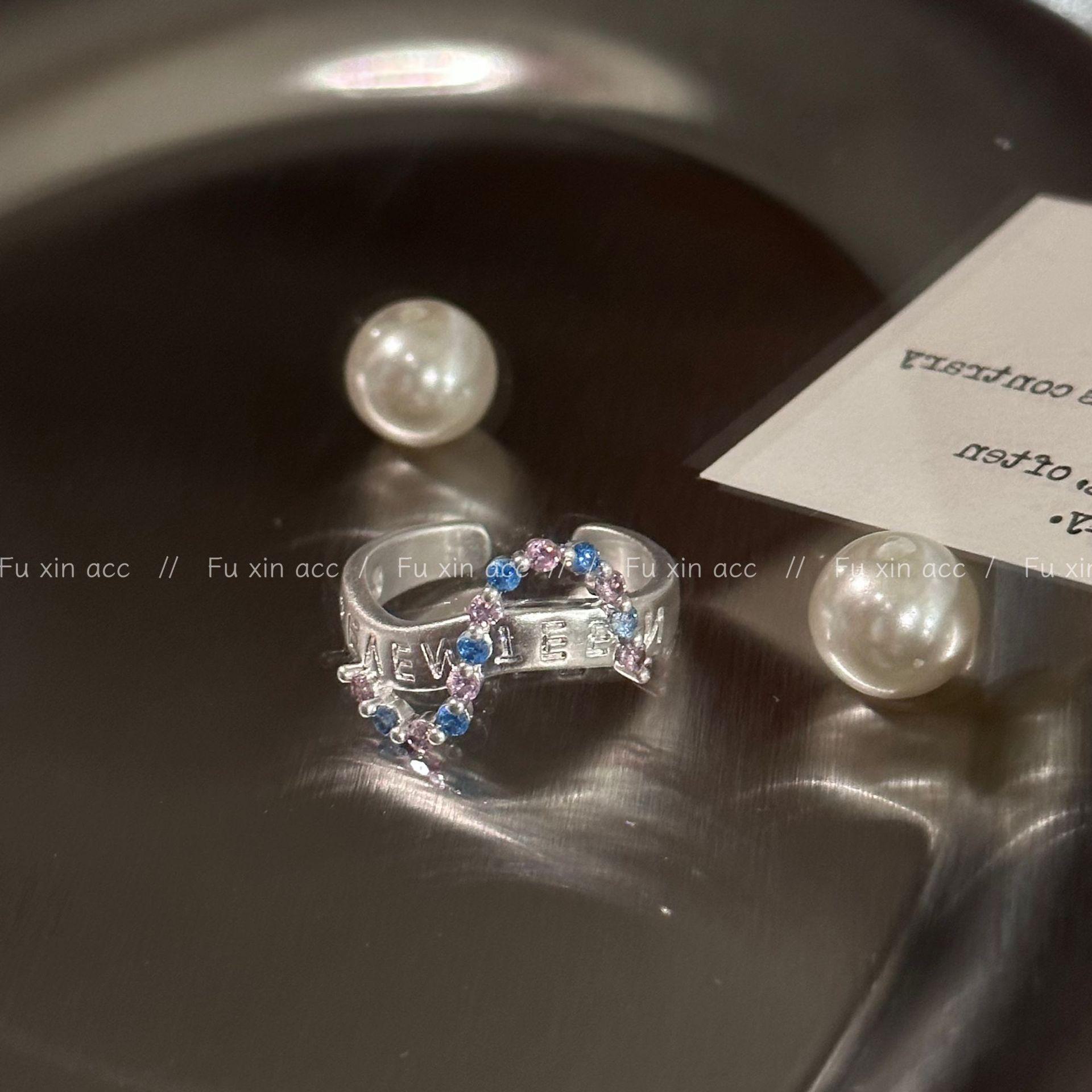 

Кольцо Fuxin S-образной формы с синим цирконием и волной — открытое кольцо с передовым нишевым дизайном для женщин S-shaped