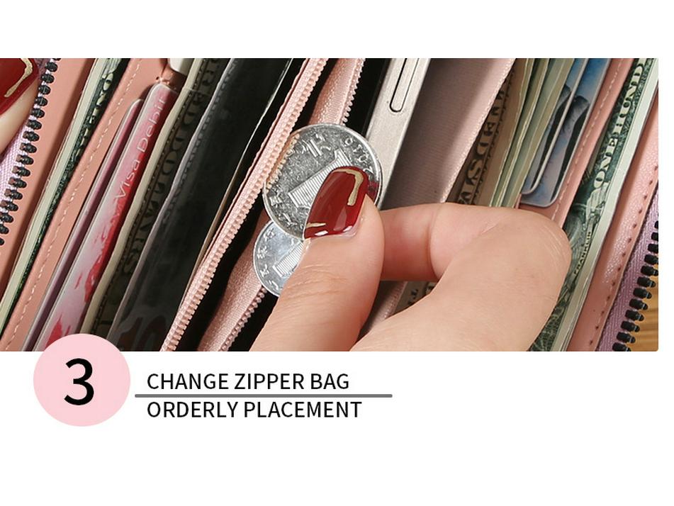 Trendy Embossed Single-Zip Women's Clutch Wallet with Multi-Card Slots