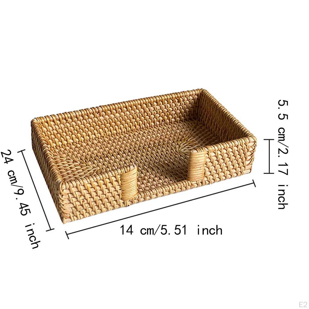 Handcrafted Flat Napkin Holder Basket Wicker Unique Rattan