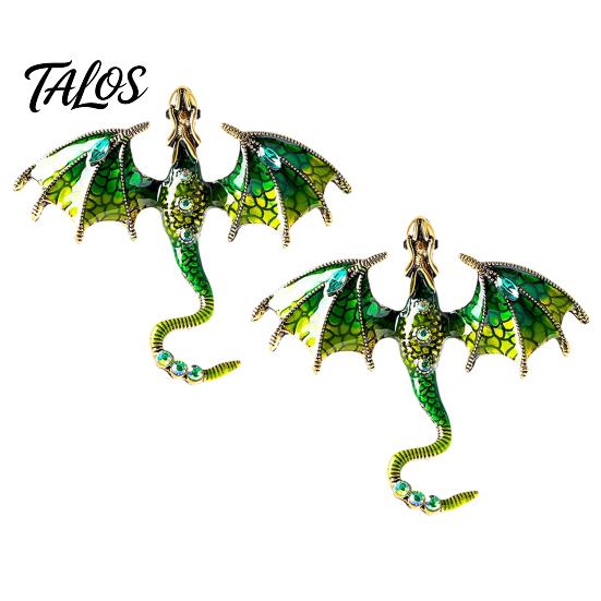 Dragon Lapel Pin 2Pcs Rhinestone Flying Brooch, Western Winged Pin, Oxidation Resistant Brooch Sweater Cardigan Coat Suit Scarf Decor, Men Jewelry