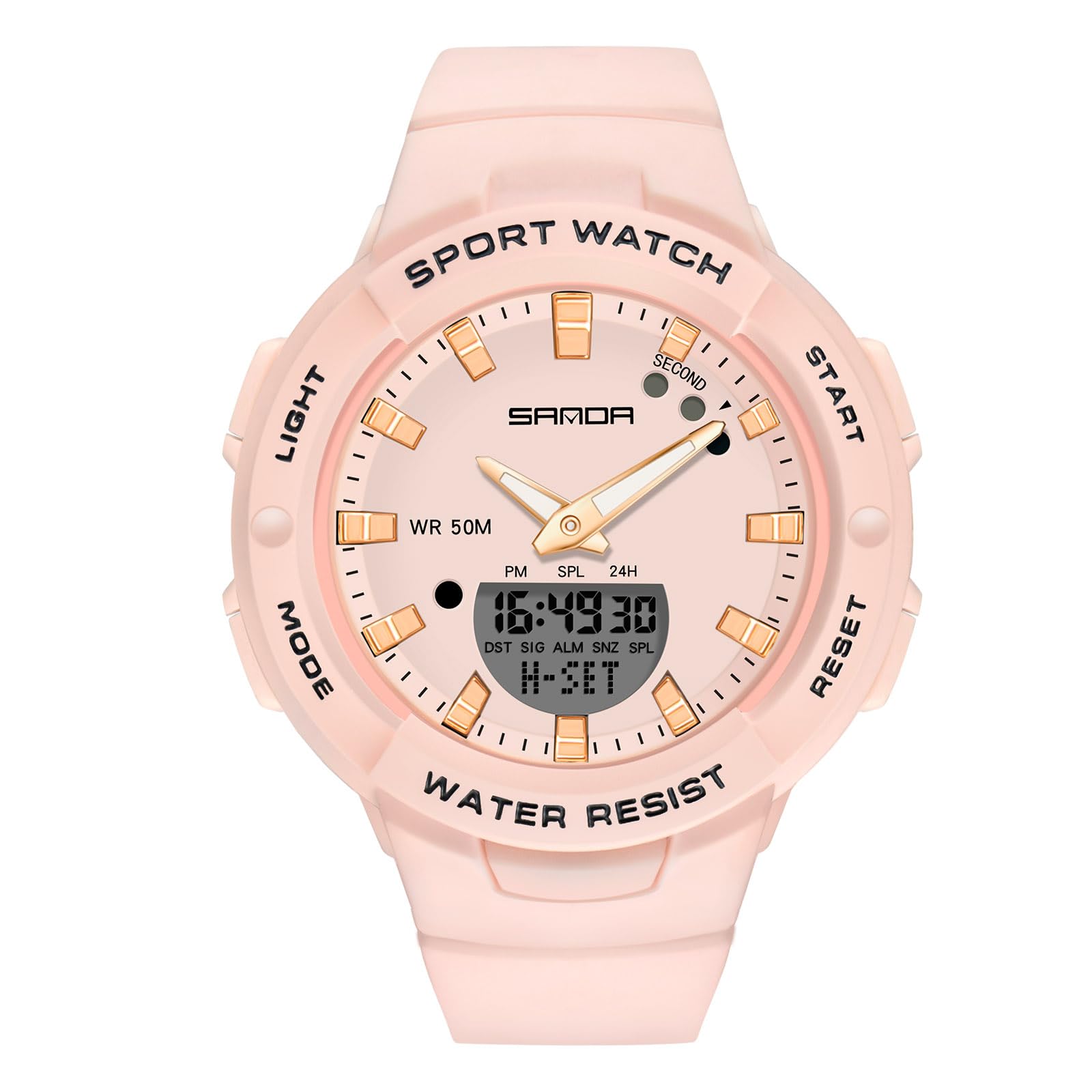 

RORIOS Цифровые часы с простым кварцевым механизмом, идеально подходящие для повседневной носки и Рождества, женские многофункциональные, механизм, для поездок на работу, школы, экзаменов, спорта, ношения, розовый