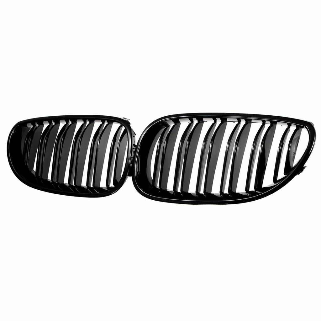 Blank Svart Front Nyre Grill Grill Panser Mesh Dobbel Linje Grill For BMW 5-serie E60 M5 E61 520i 545i 550i 535i 2003-2010