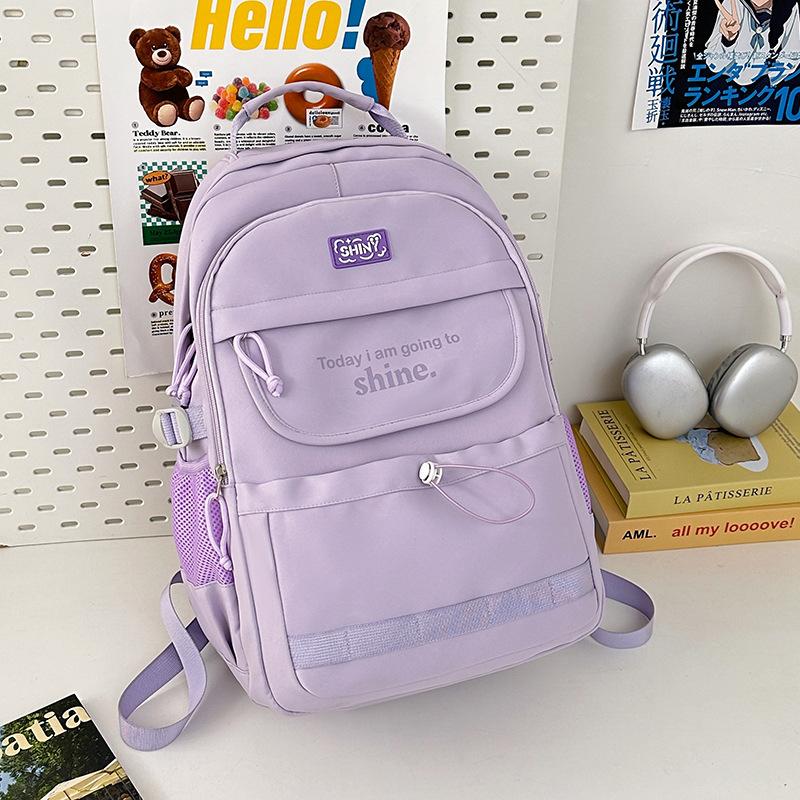 

Student Backpack Large Capacity Lightweight Backpack New Trendy Women s Schoolbag Nylon Letter Casual Backpack .