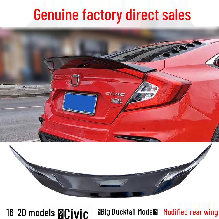 Tenth Gen Civic R Style Rear Spoiler, 16-20 Models, No-Drill, Thai JDM Ducktail