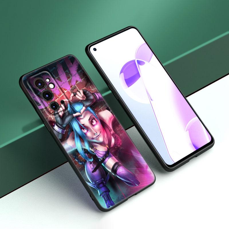 Arcane Jinx Anime Black Silicone Phone Case For OnePlus 9 10 11 12 ACE 2V Pro 9RT 10T 10R Nord CE 2 3 Lite N10 N20 N30 5G