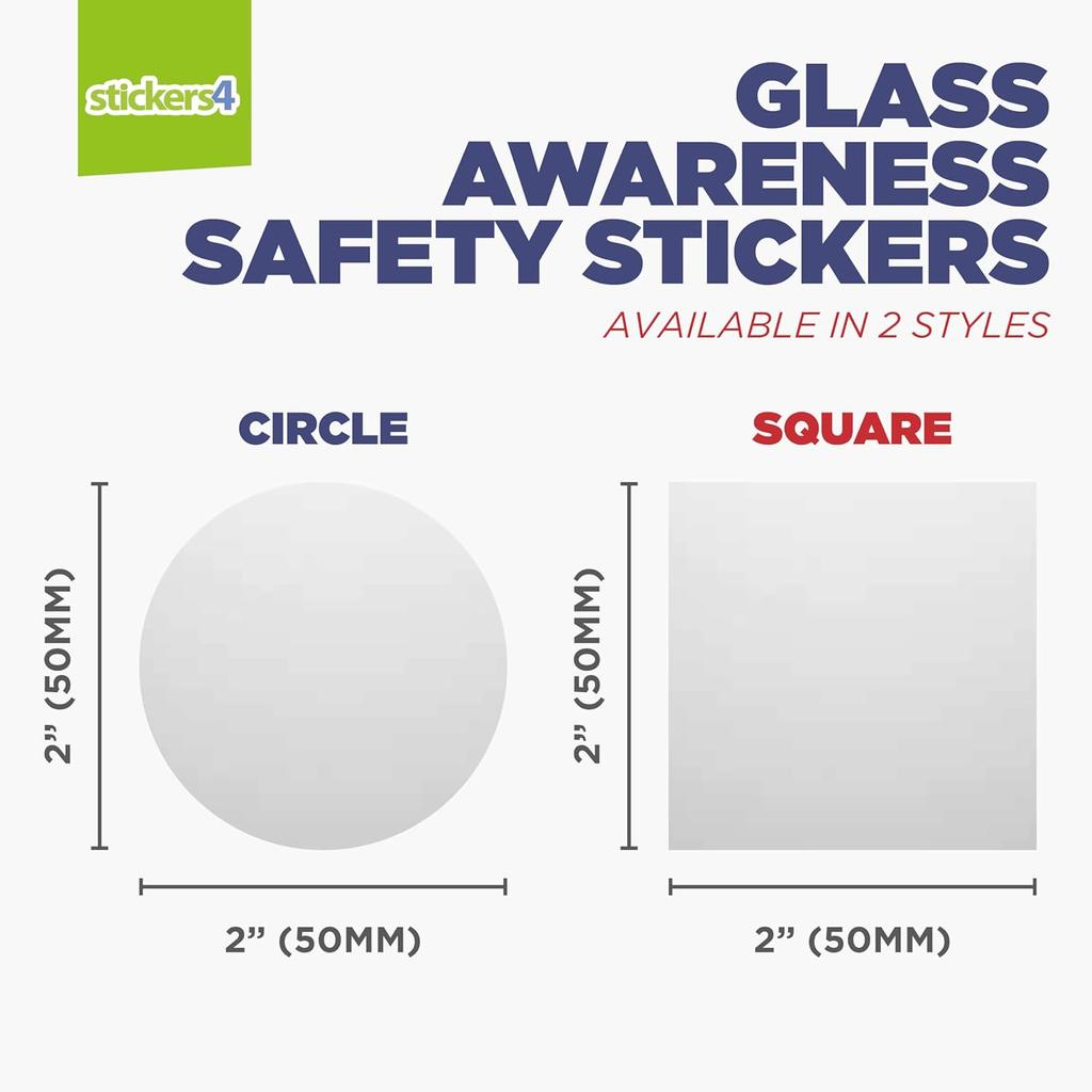 24 x Etched Glass Safety Windows Stickers - 2 inch Round Awareness Decals for Sliding Doors, Glass Panels, Balconies, Shower Door and Partitions