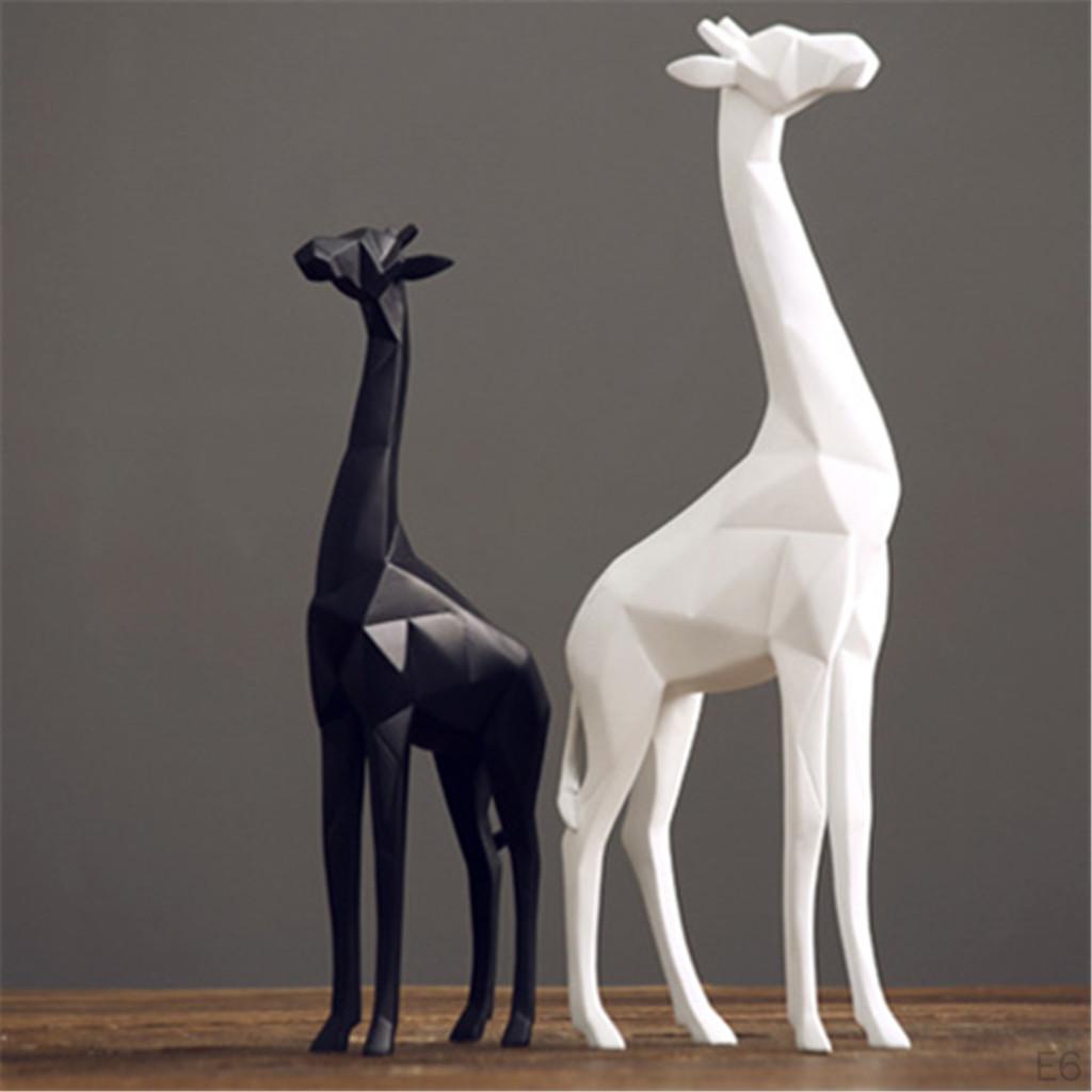 Keramik Giraffe Dekorationsfigur Tierfiguren Skulptur Geschenk Schmuckstück, Weiß / Schwarz