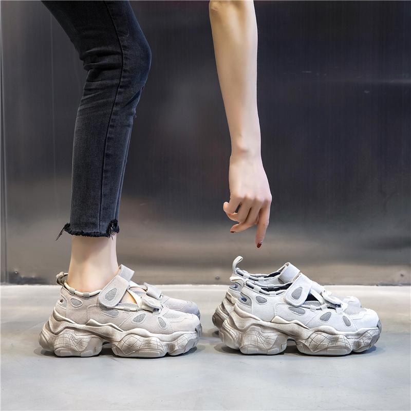 Velcro Leather Women's Shoes 2025 New Summer Casual Single Shoes Dad Sports Shoes Women's Suction Film Sole Shoes Children