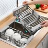 Yousheng Dish Drying Rack Over Sink Expandable Dish Drainer Stainless Steel Dish Dryer Rack Over The Sink for Kitchen Fruits And Vegetables