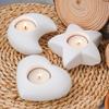 DIY Eid Crescent Moon Star Candle Holder Silicone Mold 3D Heart Candlestick Resin Gypsum Mould Ramadan Ornament Tools Home Decor