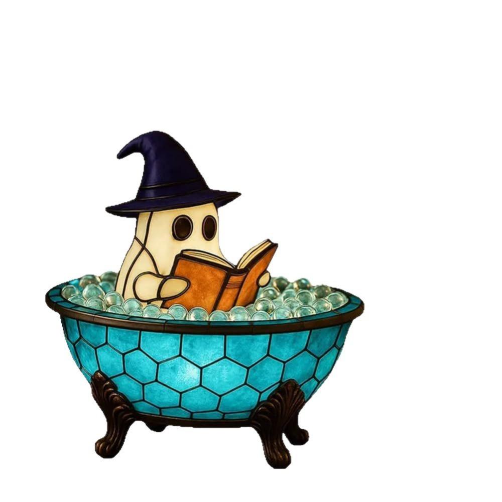 Soft Color Change Ghost Bubble Bath Lamp Resin Halloween Ghost Night Light  Indoor