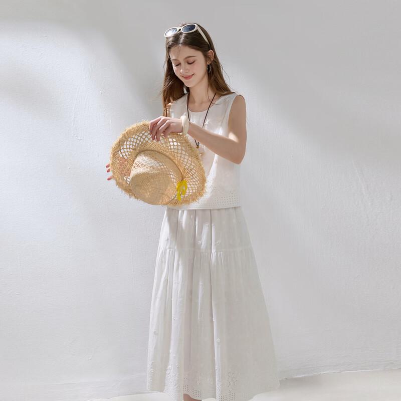 SanCai Embroidered Sleeveless Top and Skirt Set