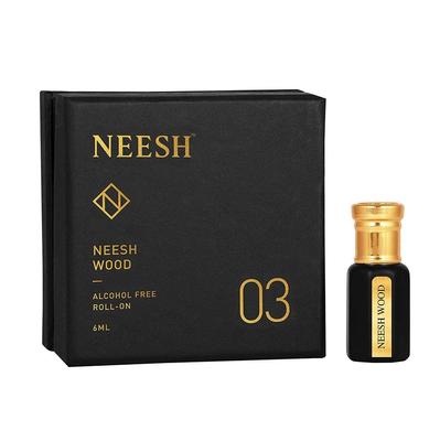 NEESH Hout Attar voor Mannen en Vrouwen, Roll-On Attar met Langdurige Geur, Perfect Unisex Cadeau (6 ml)