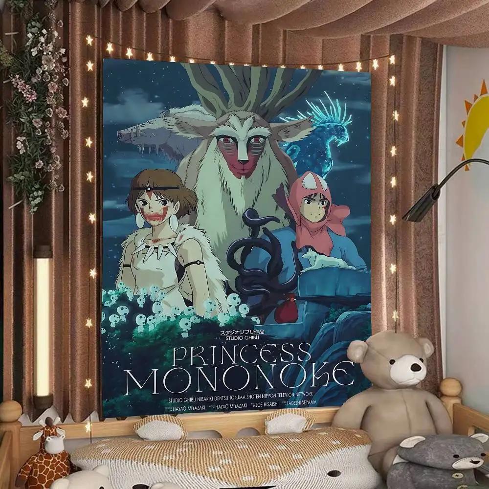 PPrincess MMononoke Anime Hippie Wall Hanging Tapestries Art Science Fiction Room Home Decor Kawaii Room Decor