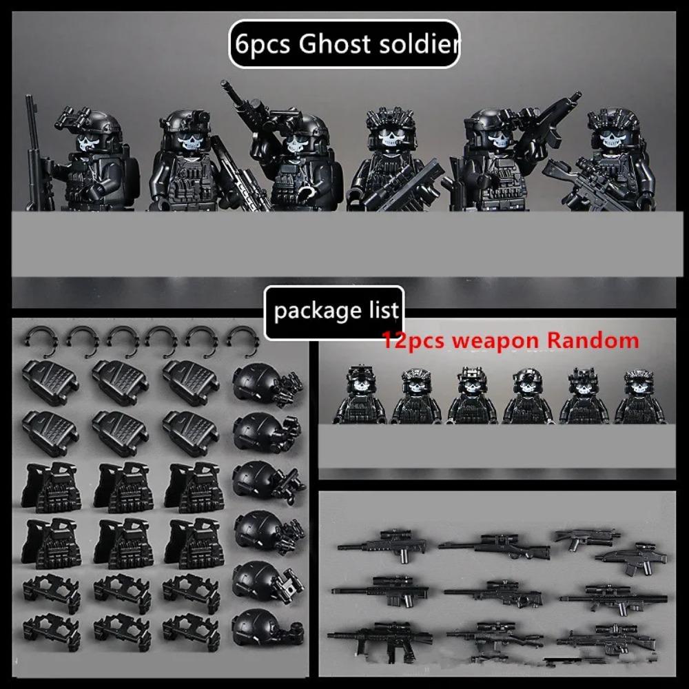 

Городская полиция камуфляж Ghost Commando спецназ строительные блоки MOC современные русские солдаты фигурки военное оружие игрушка чёрный