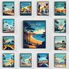 Retro Minimalist City Travel Canvas Painting California Landscape Wall Art Print Vintage Minimal Design Poster Home Decor