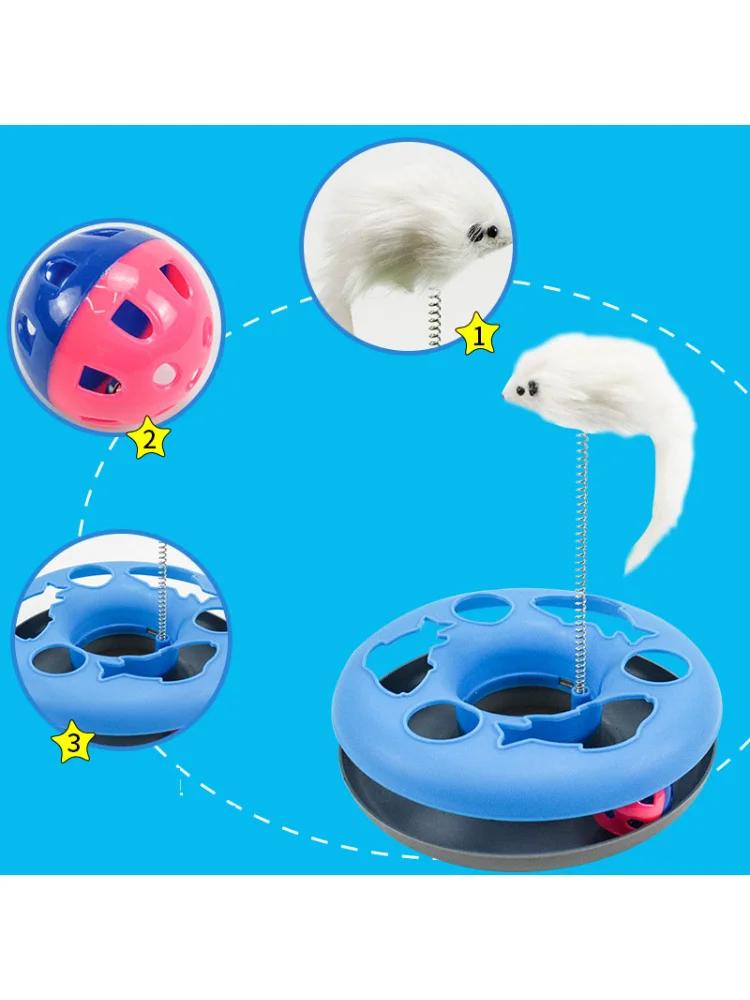 Pet Toy Cat Turntable Ball for Indoor Cats Interactive Kitten Toys Roller Tracks with Catnip Spring Funny Cat Toy Teaser Mouse