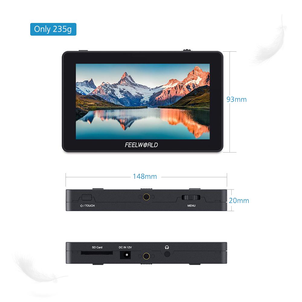 5.5 Inch On-Camera Field Monitor Kit 3D LUT Video Assist with Sunshade Tilt Arm Support 4K HD Input & Output