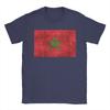 Morocco Vintage Aged And Scratched Moroccan Flag T Shirt For Unisex Cotton Tshirt Round Collar Tee Shirt Short Sleeve Tops Summer