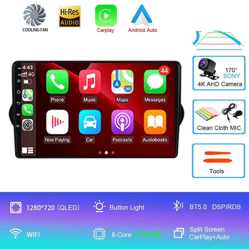 Car Radio Android 14 Carplay Auto For Fiat EGEA TIPO 2015 2016 2017 2018 Navigation GPS Multimedia Player Stereo wifi+4G BT DVD