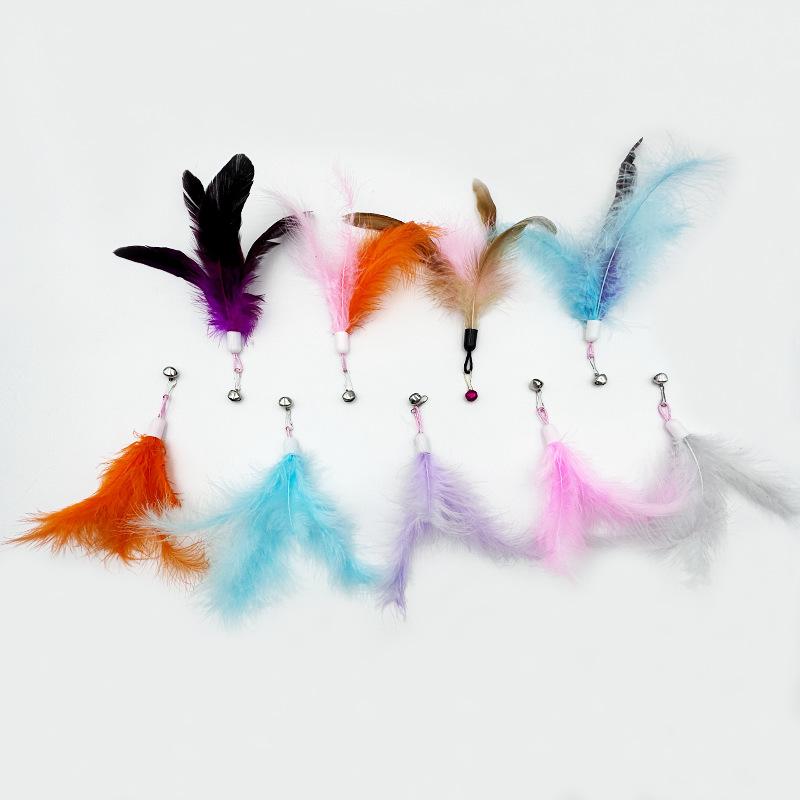 Cat Toys Cat Teaser SticksFeather BellsReplacement Heads Pet Plush ToysCat Teasing Gadgets and Pet Toys for Relieving Boredom
