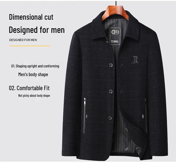 Mid-aged Men's Corduroy Stand Collar Jacket - Spring & Autumn Casual Outerwear