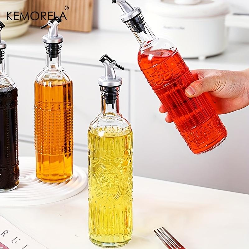1PCS Oil Bottle Leak-Proof Glass Olive Oil Decanter Round with Pouring Spout, Cooking Oil Container Ideal Gift for Kitchen Tools
