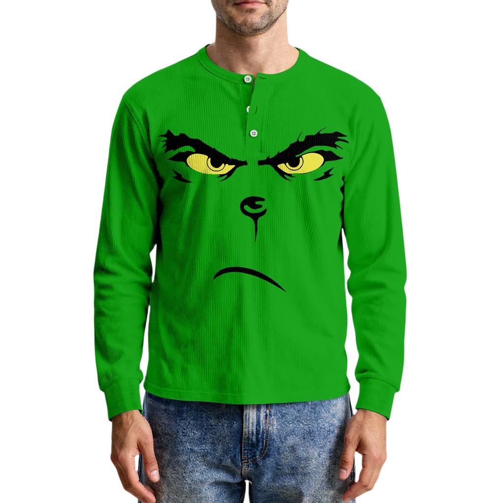 Men's Casual Knit Button-Up Long-Sleeve Shirt