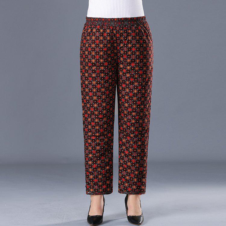 Women’s Plus Size High-Waist Fleece-Lined Cotton Pants for Winter