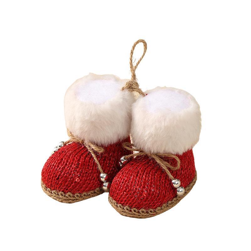Decorative Christmas Boots Pendant Cloth Soft Christmas Knitted Shoes Ornament Boots Shape Hanging Christmas Tree Pendant