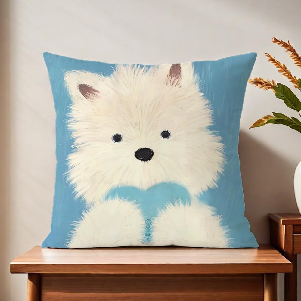 Dog Cute Cartoon Cushion Cover For Pillow Printing Sofa Decoration Home Car Room Coffee Shop Office Nordic Simplicity