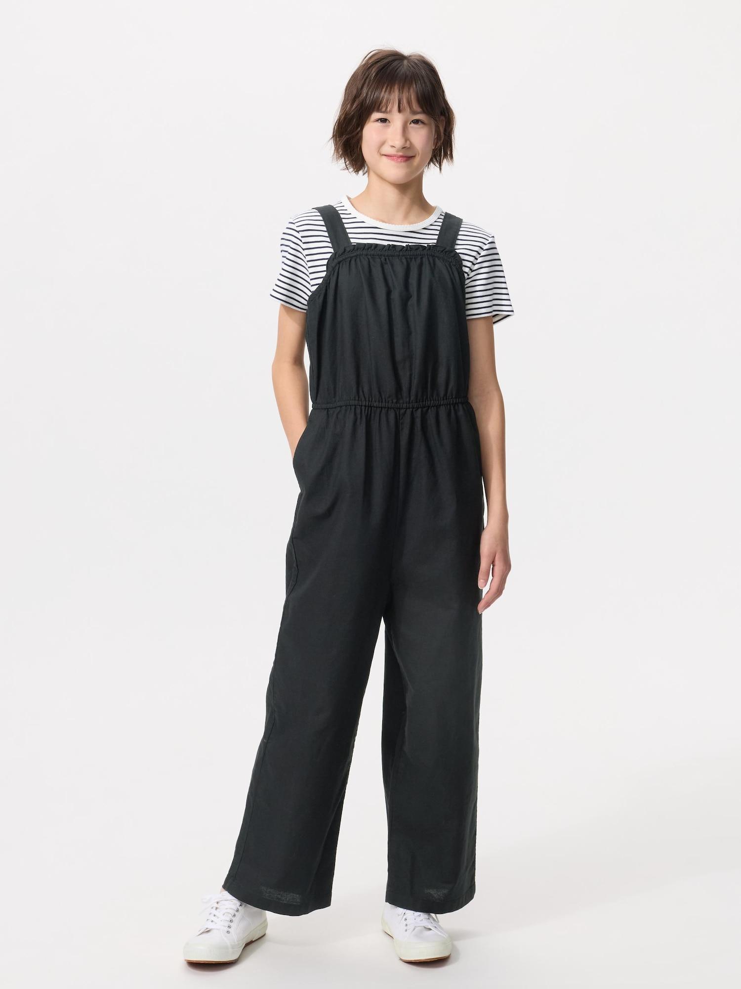 

Uniqlo Япония Девочки Комбинезон из льняной смеси 09 BLACK/100