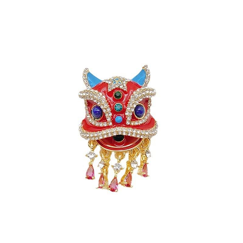 S Retro Lion Dance Brooches Chinese Style  Year Suit Pins Cartoon Exquisite Corsage Clothing Accessories Gifts