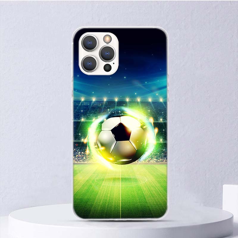 Football Soccer Ball Design Soft Case For iPhone 11 12 13 Mini 14 Pro Max Apple Phone Cover X XS XR SE 7 Plus 8 + 6 6S 5S Funda