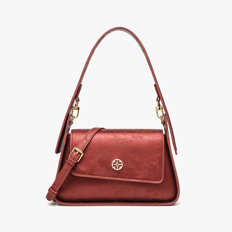 2025 Spring New Niche Handbag Fashion Commuting High-end New Chinese Style Shoulder Underarm Bag Wedding Bridal Bag красный