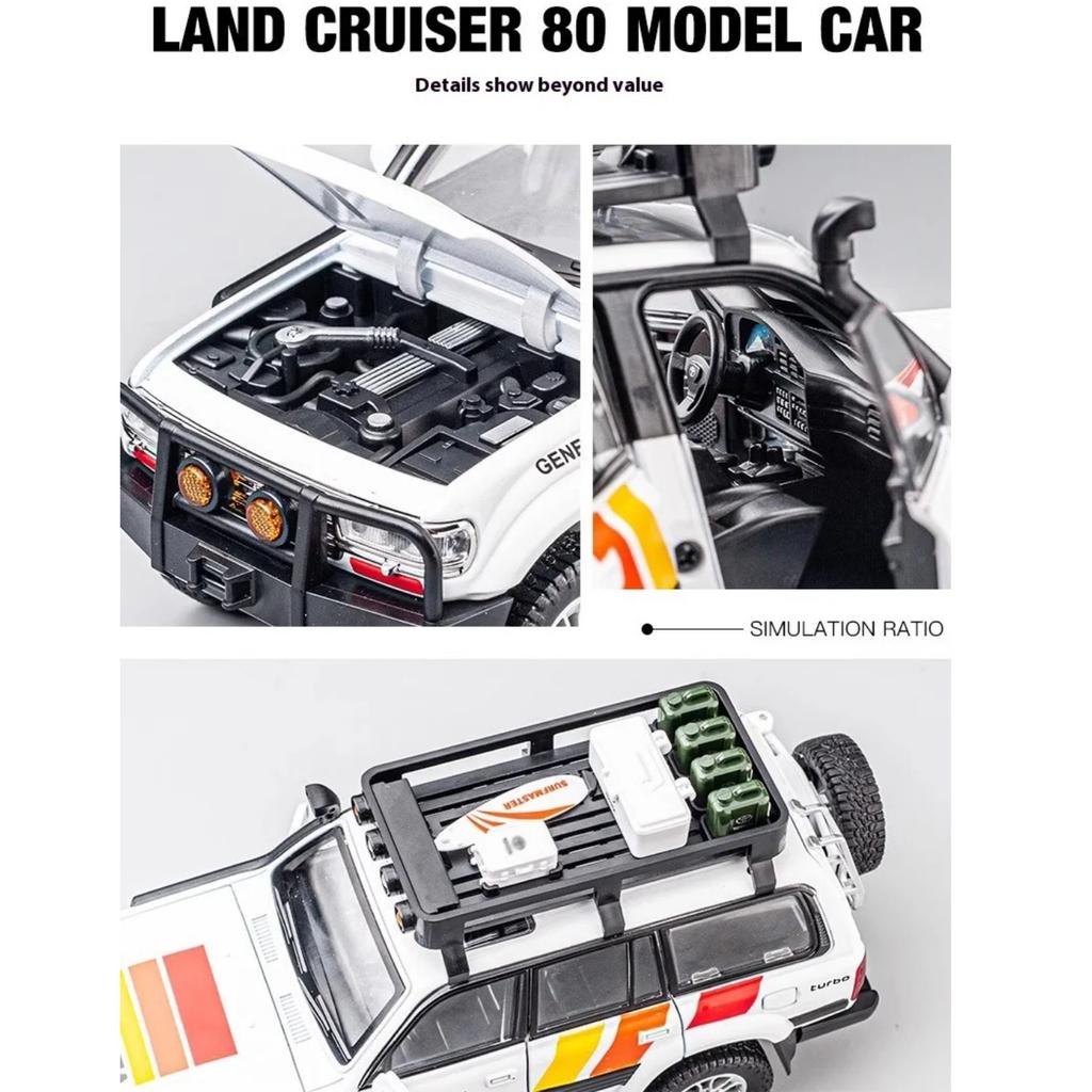 1/24 Scale Toyota FJ Cruiser Camper Alloy Model, Cool Sound and Light, Can Be Opened In Many Places In The Car Body, Four-wheel Shock Absorber