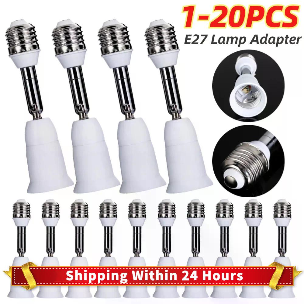 1-20Pcs E27 to E27 Extender Lamp Holder Base Lighting Bulb Flexible Extend Extension Socket Adapter for LED Light Converter