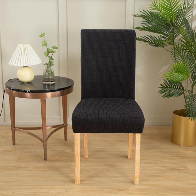 

Жаккардовые однотонные чехлы на стулья, эластичные противоскользящие чехлы на стулья, пылезащитный чехол, защитный чехол для столовой, кухни, банкета 1-PCS чёрный