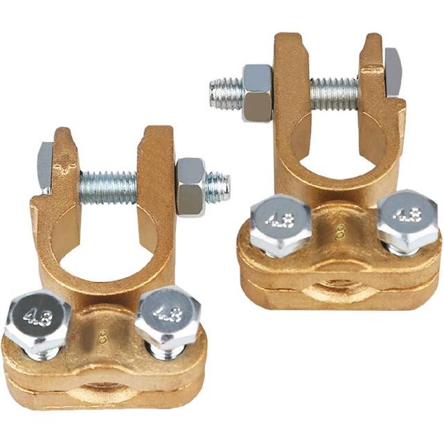 Ampper Brass Battery Terminals Connectors Clamps, Top Post Battery Terminal Protector Set For Marine Car Boat RV Vehicles (1 Pair)