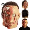 Realistic Zombie Cosplay Mask Horror Character Mask, Scary Halloween Latex Full Head with Battle Damaged Miles Wig, Costume for Masquerade Party Props