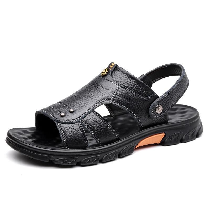 Sandals men's summer new casual beach shoes men's first layer cowhide non-slip breathable sandals dual-purpose slippers men 2050