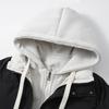 Men's Winter Fake Two Pieces Jacket Coat Male Thick Warm Parkas Puffer Jacket Harajuku Hooded Coats