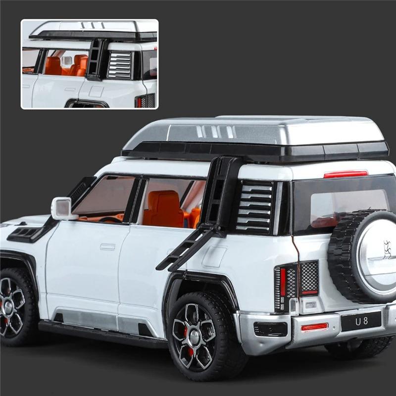 1/24 BYD Yangwang U8 SUV Alloy Car Model Diecast Metal Toy New Energy Off-Road Vehicles Car Model Sound and Light Children's Gift