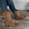 Autumn and Winter Fashion New Embroidered Sleeve Coarse Heel Knight Boots Retro Mid Barrel Pointed Western Cowboy Boots 2026
